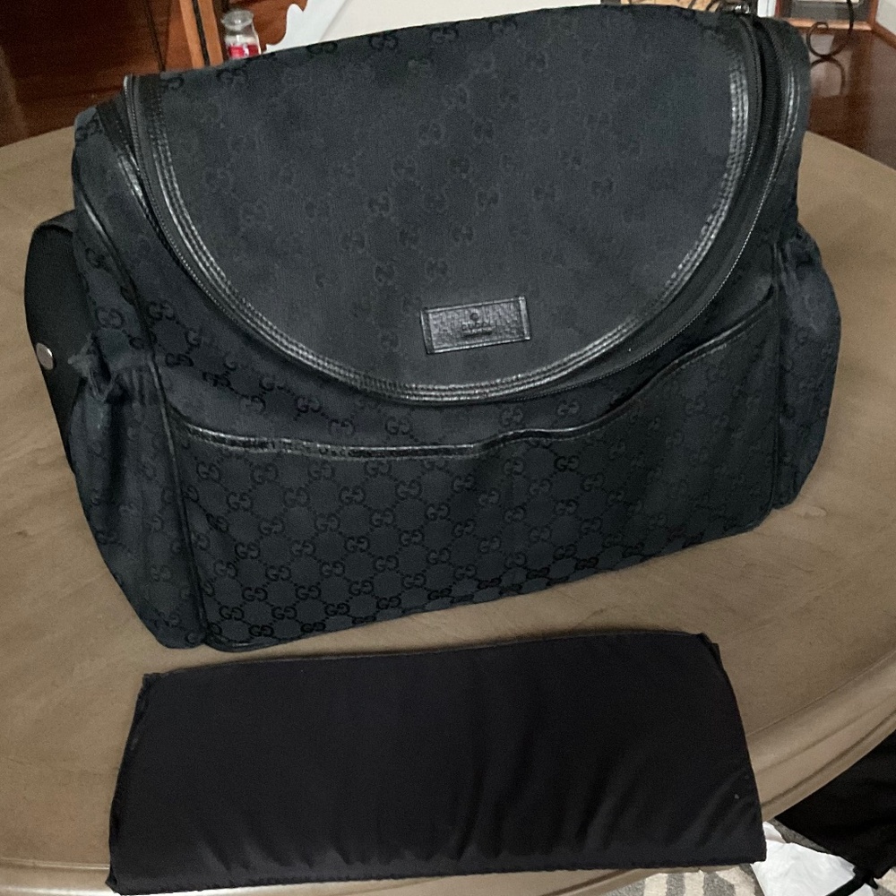 Gucci Black Diaper Bag with Changing Pad